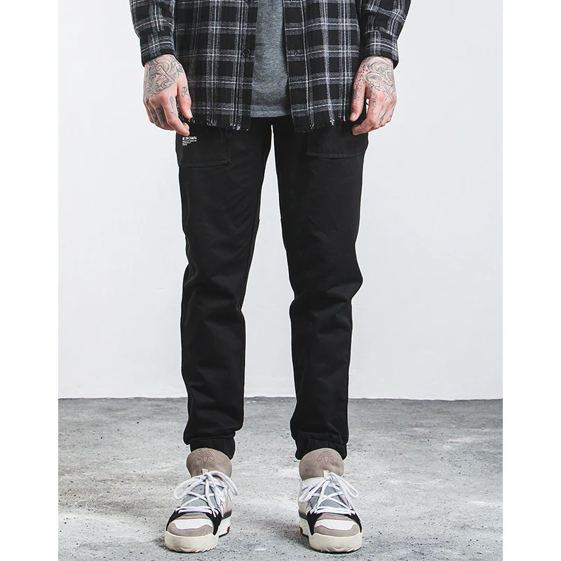 
OEM Clothing Jogger Pants Men Cotton Spandex Twill with Elastic Leg Opening 