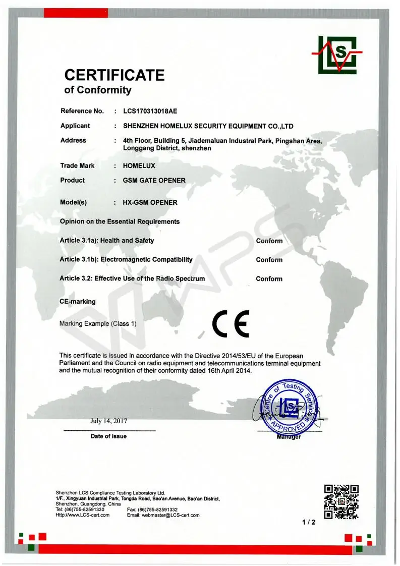 GSM remote  control garage gate  opener 1000 users IOS Andriod APP control 1 relay output