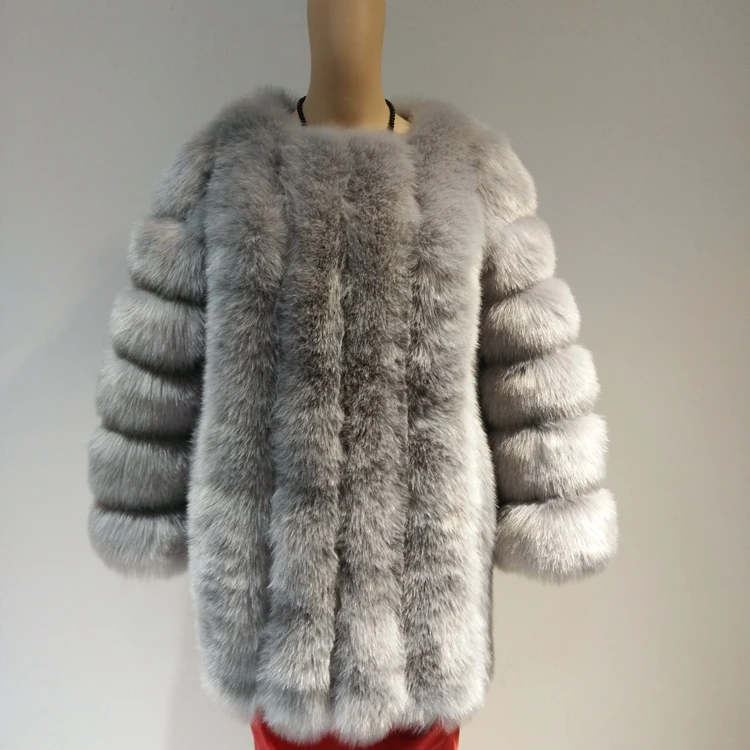 
European popular wholesale long style faux fox fur winter warm coat 