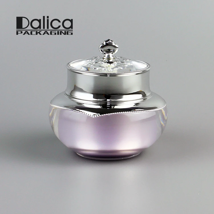 
New Style Luxury Cosmetic Elegant Crown Shape Lavender Acrylic Jar for Daily Skincare Lotion 