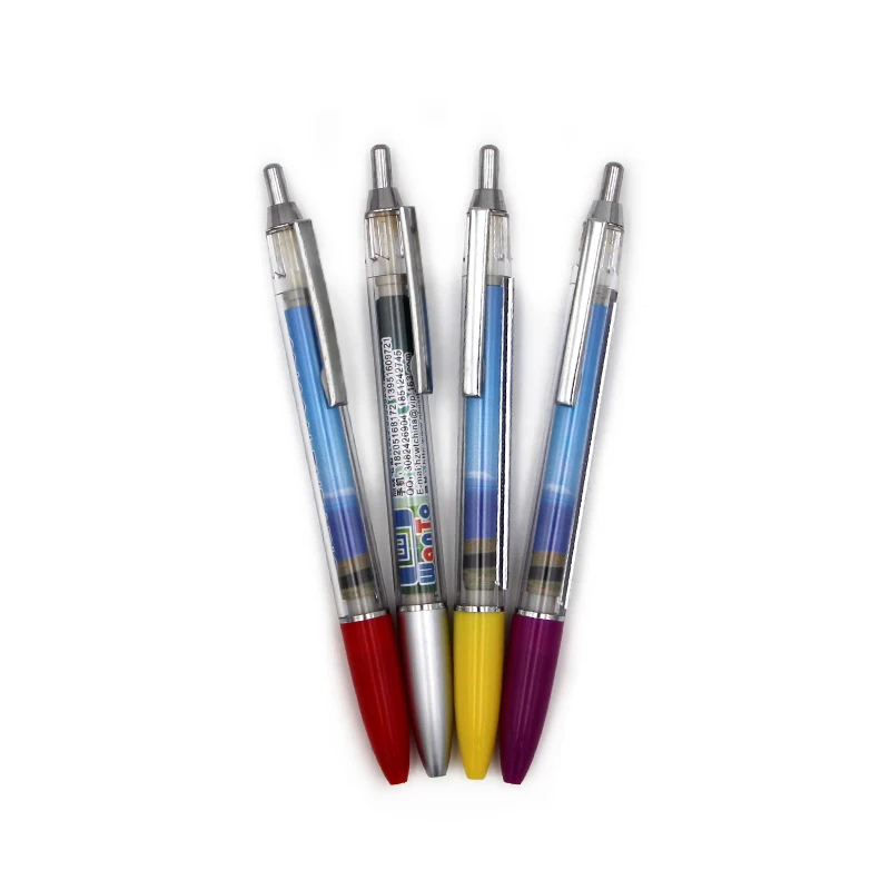 Transparent Barrel Promotional Flag Slogan Ball Pen Calendar Pen Advertising Pull Out Banner Pen