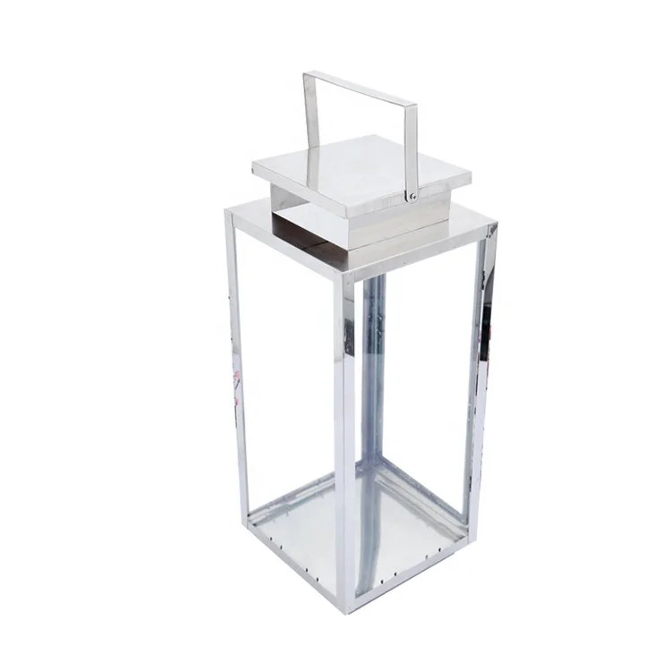 
Wholesale Fashion Vintage Decor Rectangular Shaped Metal Stainless Steel Lantern 