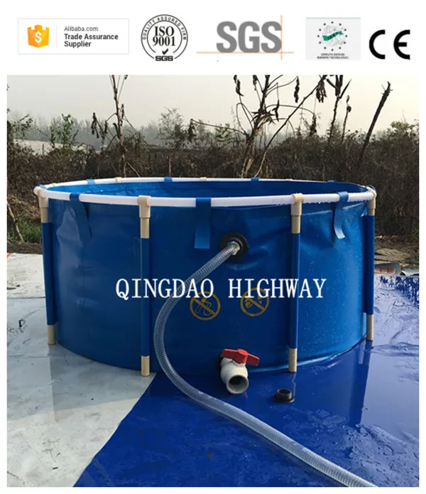 PVC Tarpaulin portable and collapsible fish tanks for aquaponics system