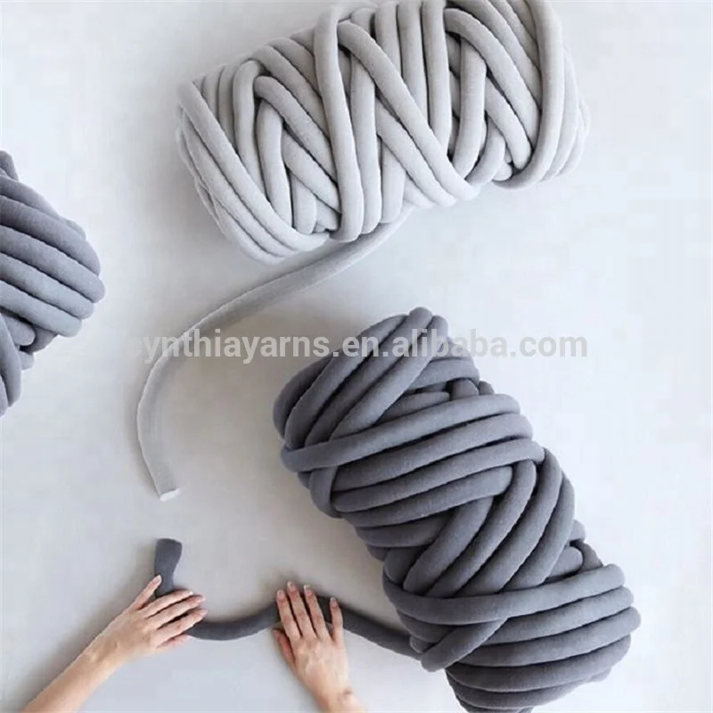 Cynthia New Design 100% Cotton Tube Microfiber Filled Super Giant Chunky Knitting Yarn Hand Knitted Blanket Braid Yarn