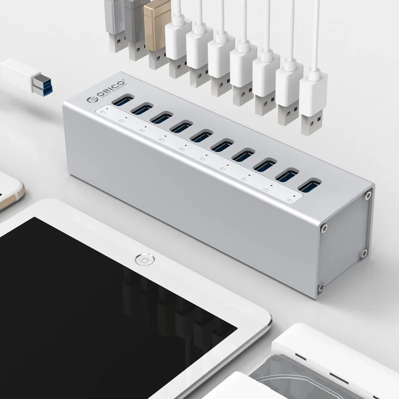 ORICO A3H10  Aluminum Alloy 10 Port USB3.0 HUB with BC1.2 Charger