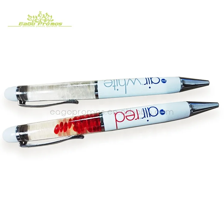 2024 Hot selling promotional customized logo liquid floating pen with 2D or 3D attachments