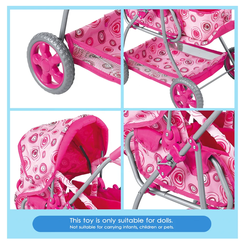 Feili 2019 new fabric pattern dolls prams and pushchairs with storage basket dolls pram toy