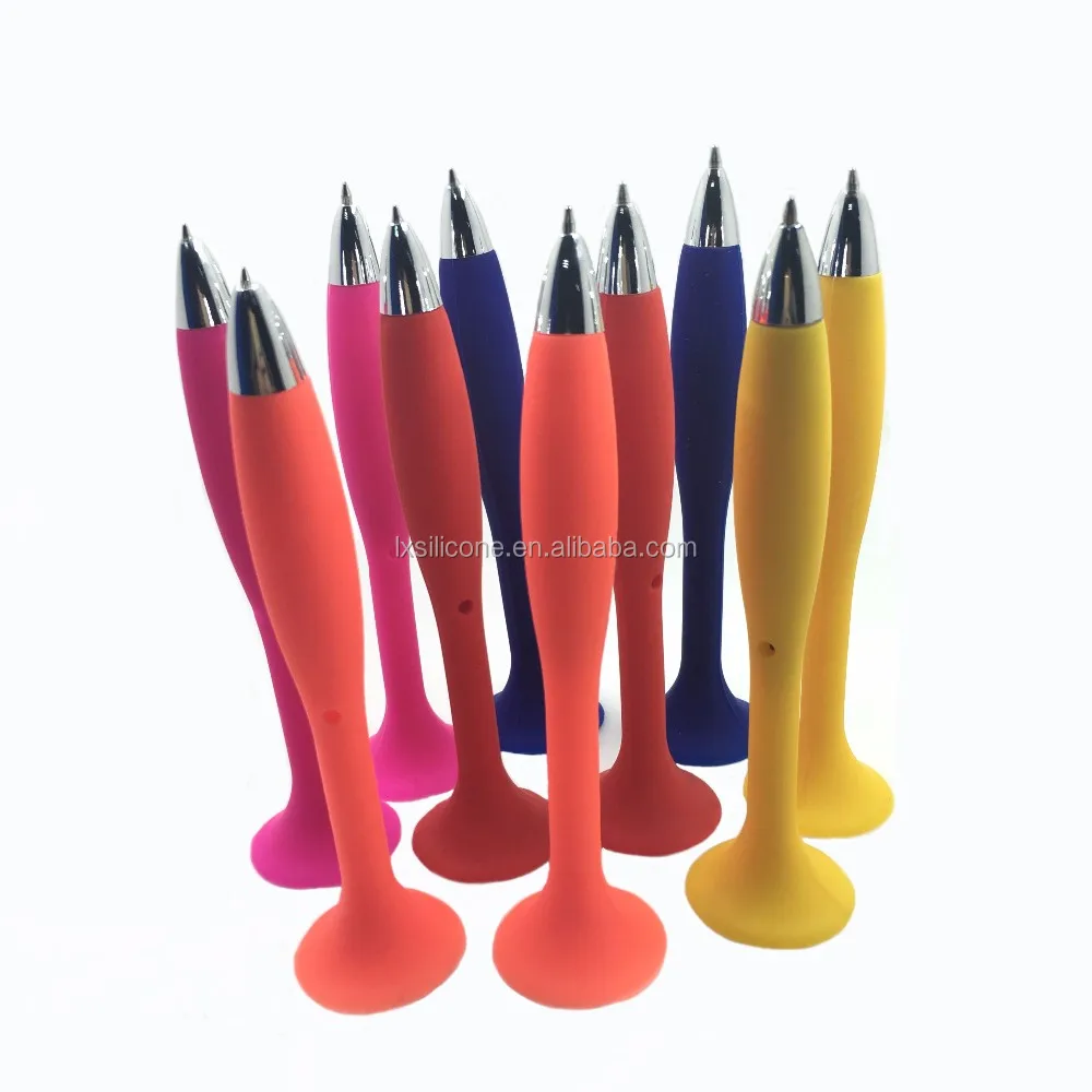 Рекламная силиконовая шариковая ручка на присоске