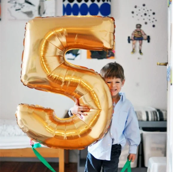 Gold Silver Number Foil Balloons Digit Helium Balloon wedding Birthday balloon inflatable festa casamento Party Supplies