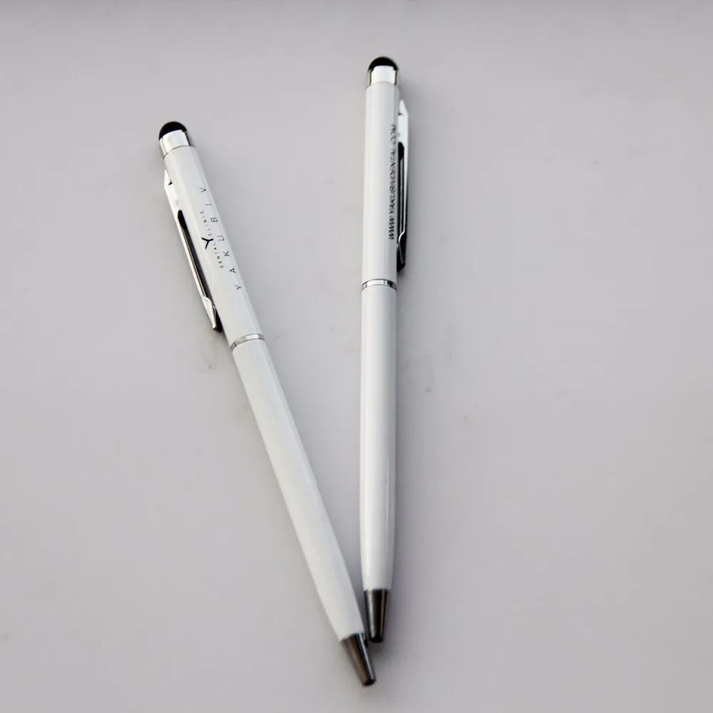 Jingda custom wholesale silk screen print logo touch pen metal hotel pen with stylus