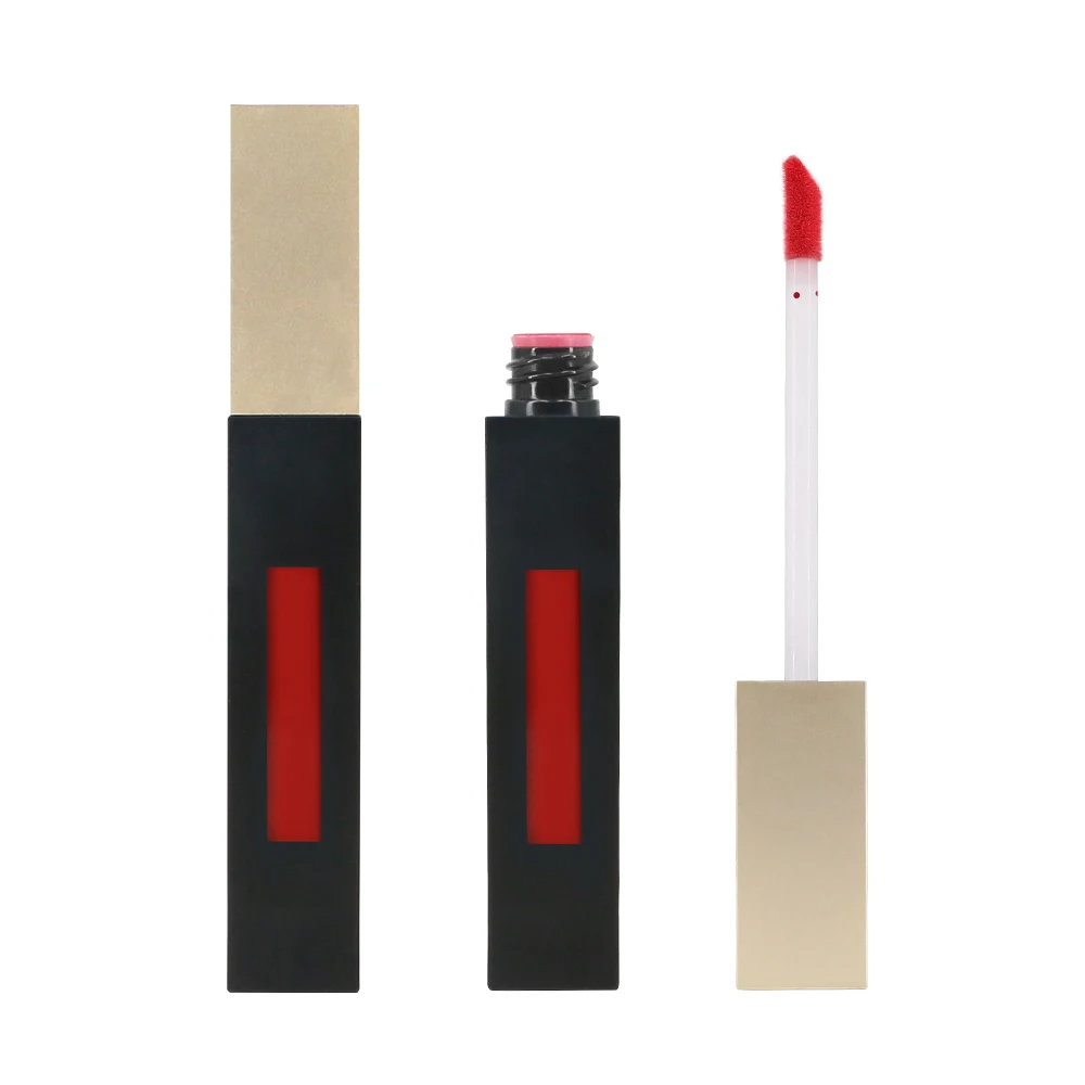 High End Cosmetic Plastic Tube Empty Young Girl Lipgloss Tube With Brush Square Packaging Liquid Lipstick Container For Lip Balm