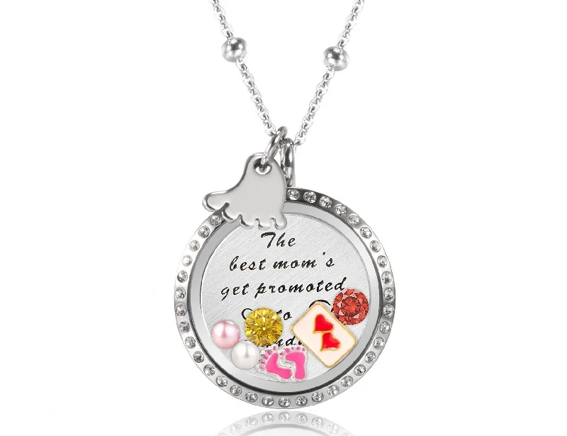 Most popular stainless steel memory floating locket pendant photo glass frame with window plate