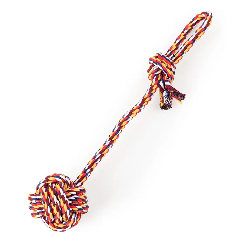 Orange 17cm Interactive Stretchy Figure Eight Loop Natural Cotton Dog Rope Toy with ball