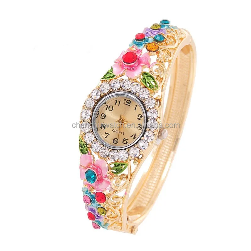 Vintage relogio Quartz Watches Luxury Brand Women Relogio Feminino Bracelet Fashion Gold Plated Crystal Watches NEW