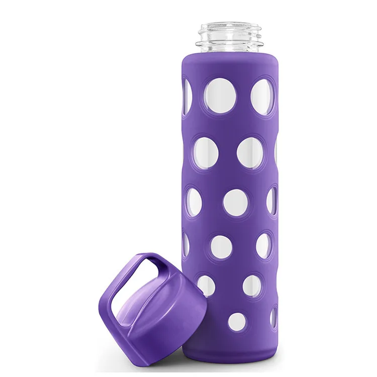 Sports Glass Water Bottle Insulated Sleeve Stainless Steel Lid Time Marked Standard Mouth Liter Container for Drinking