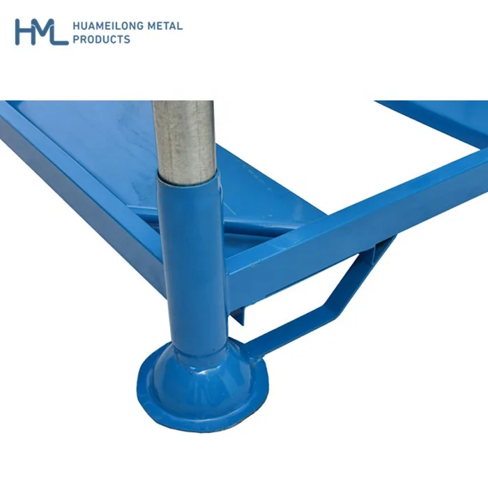 Warehouse heavy duty foldable forklift guaide metal vertical metal stacking steel big bag storage rack