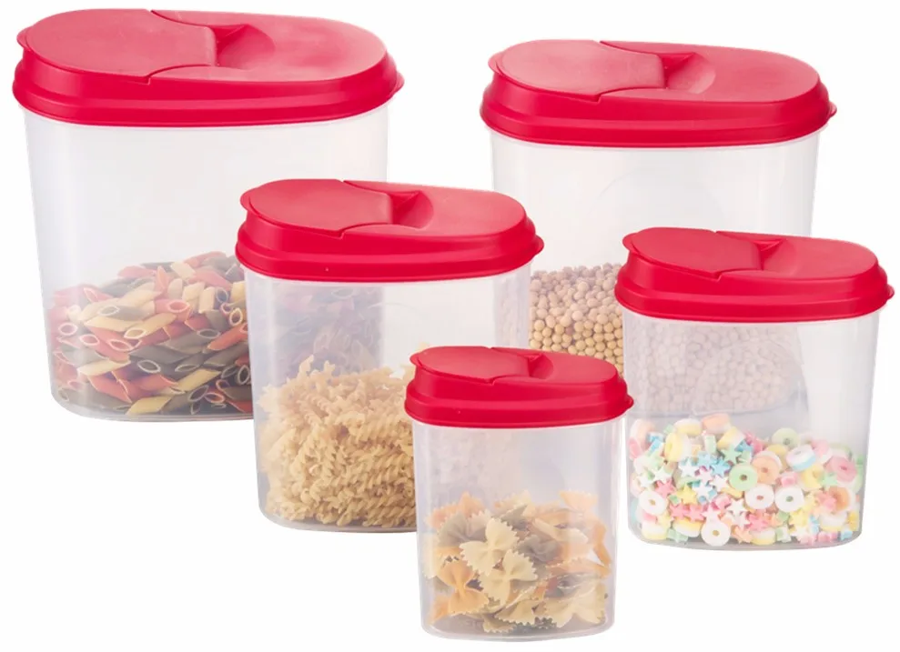 Kitchenwares plastic cereal box beans container plastic cereal container dispenser set of 5