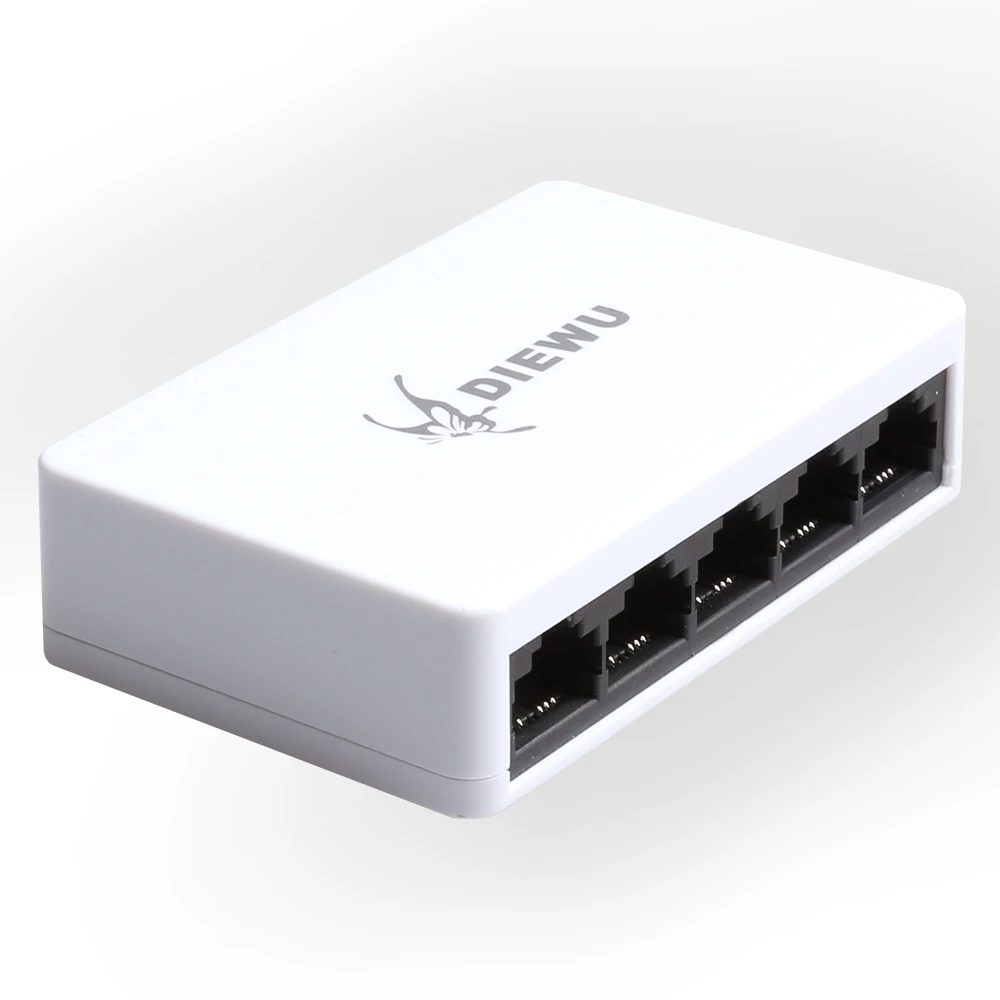 DIEWU manufacturer white case 5 ports RJ45 Megabit 10/100mbps ethernet lan switch