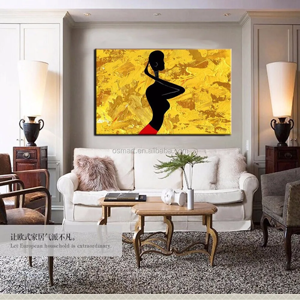 Top Artist Pure Hand-painted High Quality Modern African Lady Oil Painting on Canvas Sexy African Oil Painting for Living Room