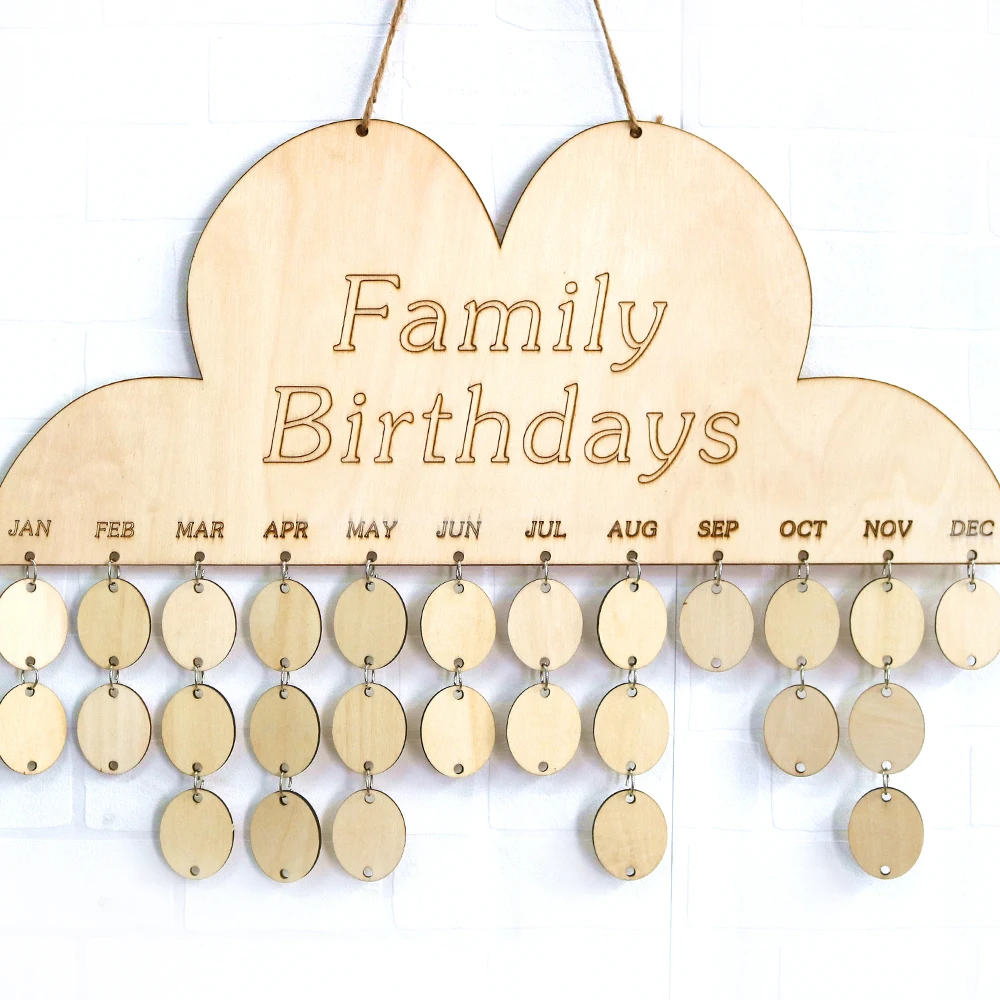 
DIY wood hanging Family Friends calendar Board Reminder Plaque Round Discs wall home decoration craft  (62129395484)