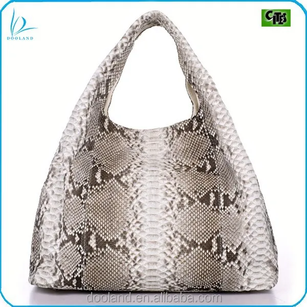 High quality exotic farmed animal real python skin handbag large hobo bag
