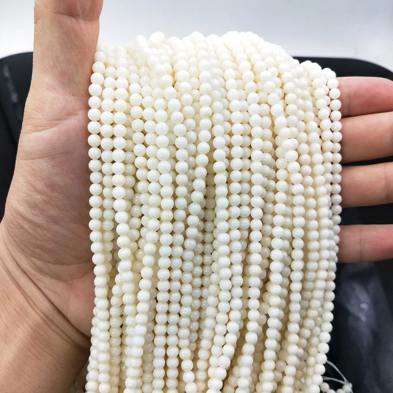 Натуральные белые морские бамбуковые коралловые бусины 4 мм 5 6 7 8 9 круглые 15 дюймовая нить от поставщика