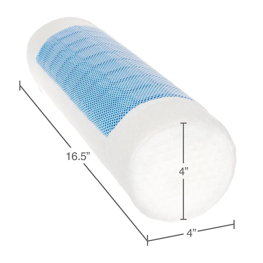 Long Round Bolster Memory Foam Pillow With Strap Handle On The Side, Portable And Comfortable,CertiPUR-US Certified