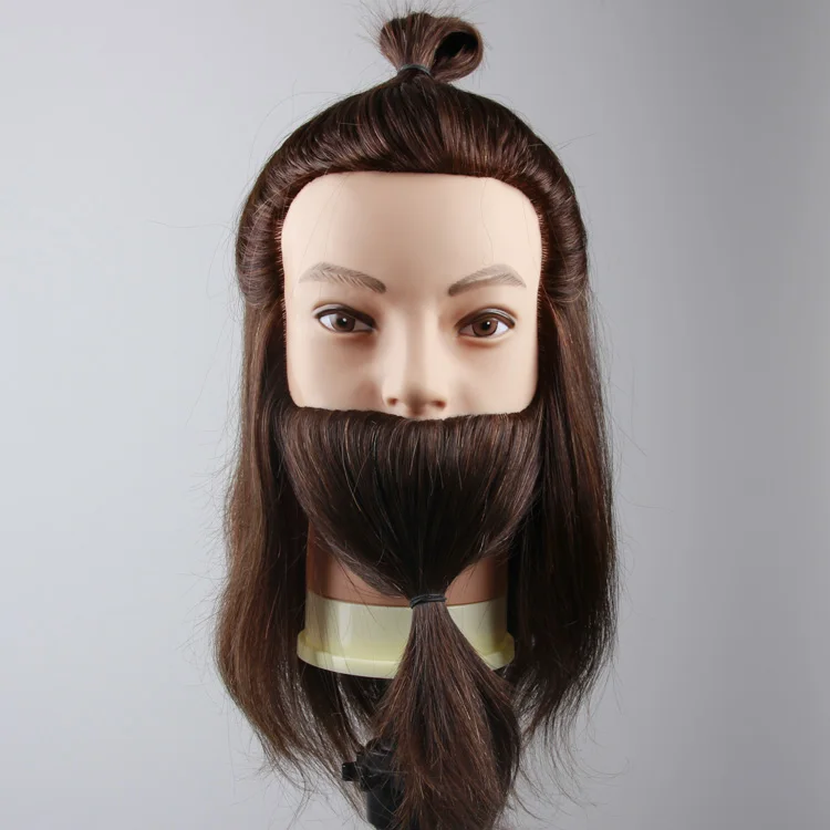 Factory Price Male Mannequin Head With Beard 100%Human Hair Training Head For Hair Cutting Practice