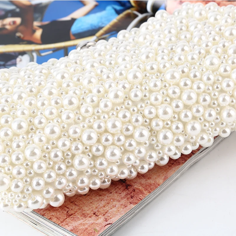 Factory direct wholesale brand new two-sided pearl elegant  handmade beaded evening clutches for lady party banquet wedding prom