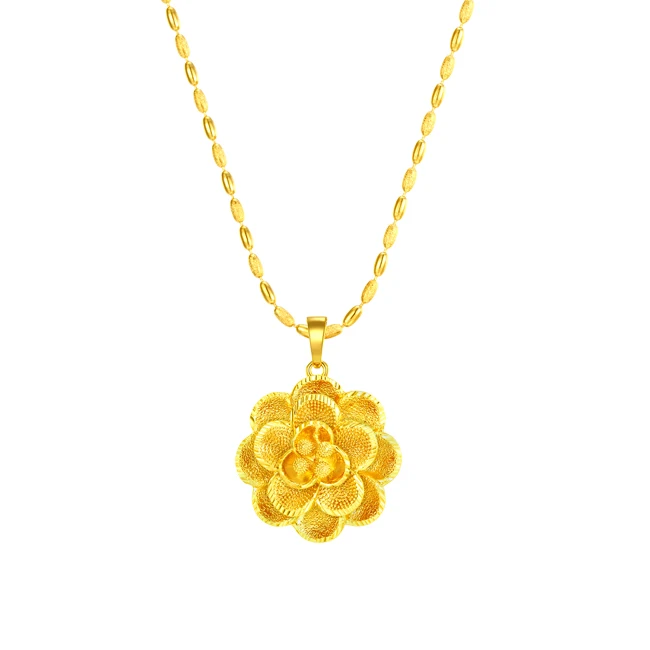 
N193243 xuping 2019 trendy saudi gold jewellery necklace, 24k gold emas flower shaped matte elegant necklace jewelry women  (62168448521)