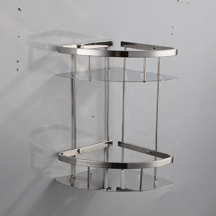 Bathroom shelf Triangular storage rack SUS304 Stainless steel corner frame Steel plate double angle frame