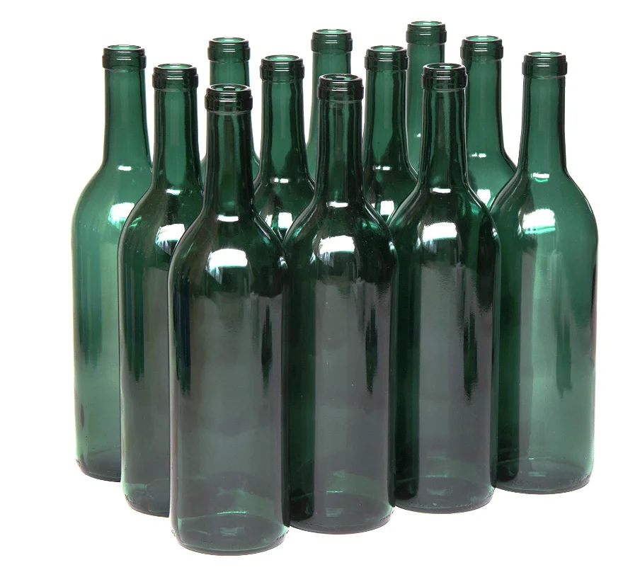 750ml glass bordeaux wine bottle flat bottom cork finish