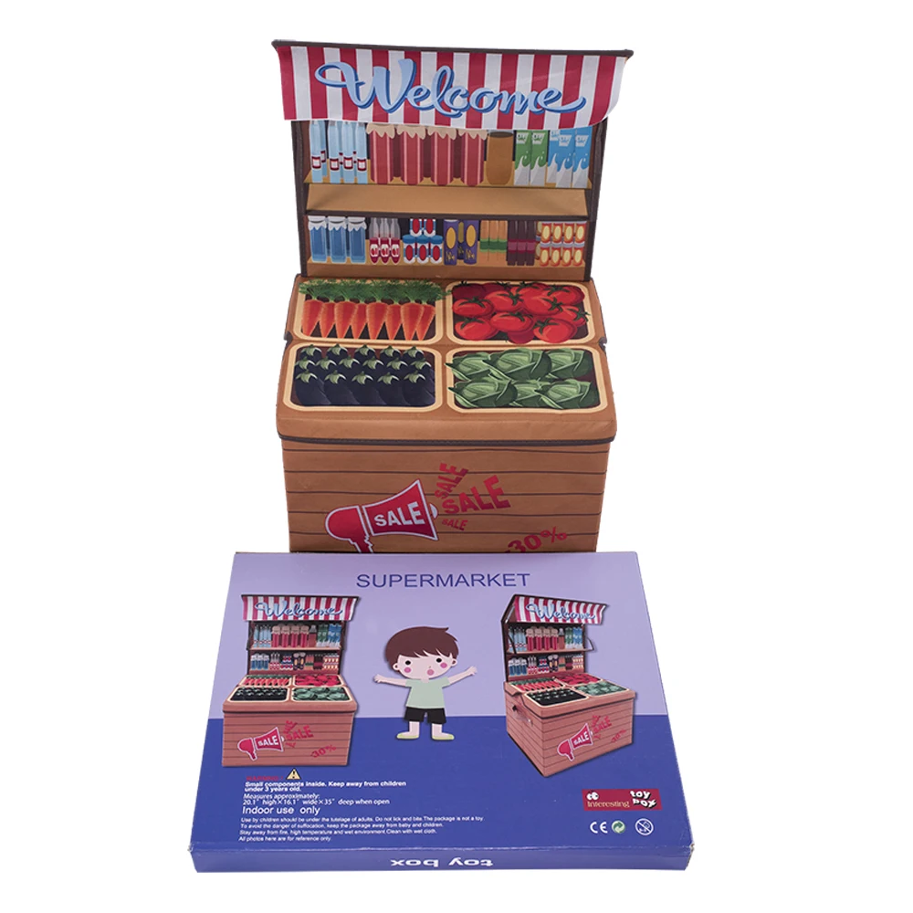 
Children Cartoon Foldable Market Stall Kids Box Play Desk Toy Storage Boxes and Bins 