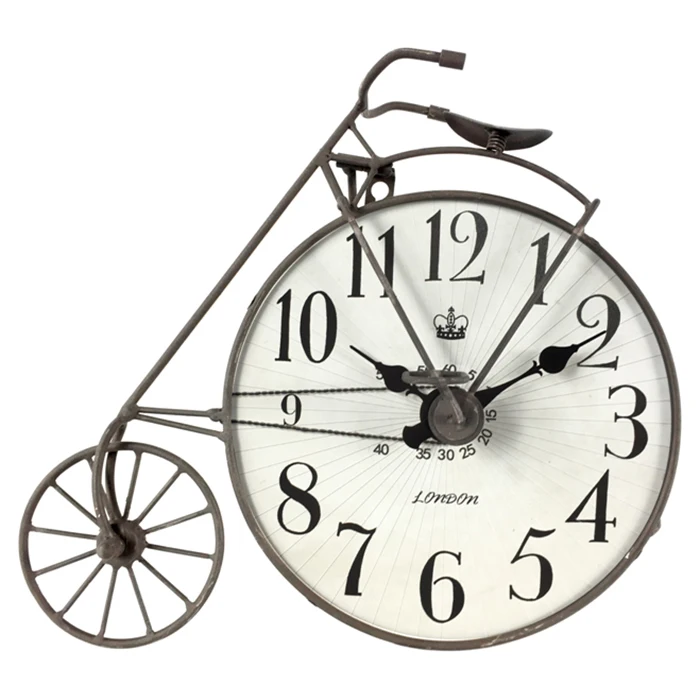 Large fancy iron digital idea bicycle wall clock rustic style