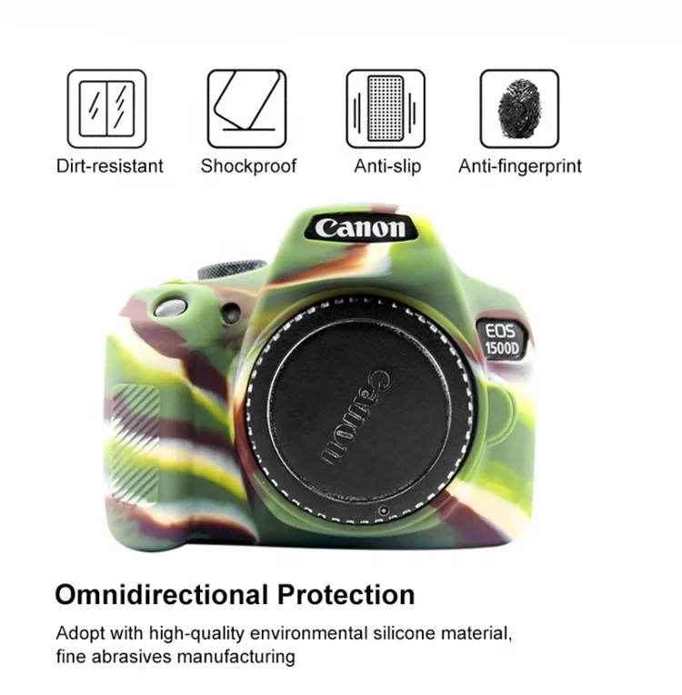 OKSILICONE High Quality Camouflage Green Silicone Soft Camera Case Mini Portable Camera Protective Cover