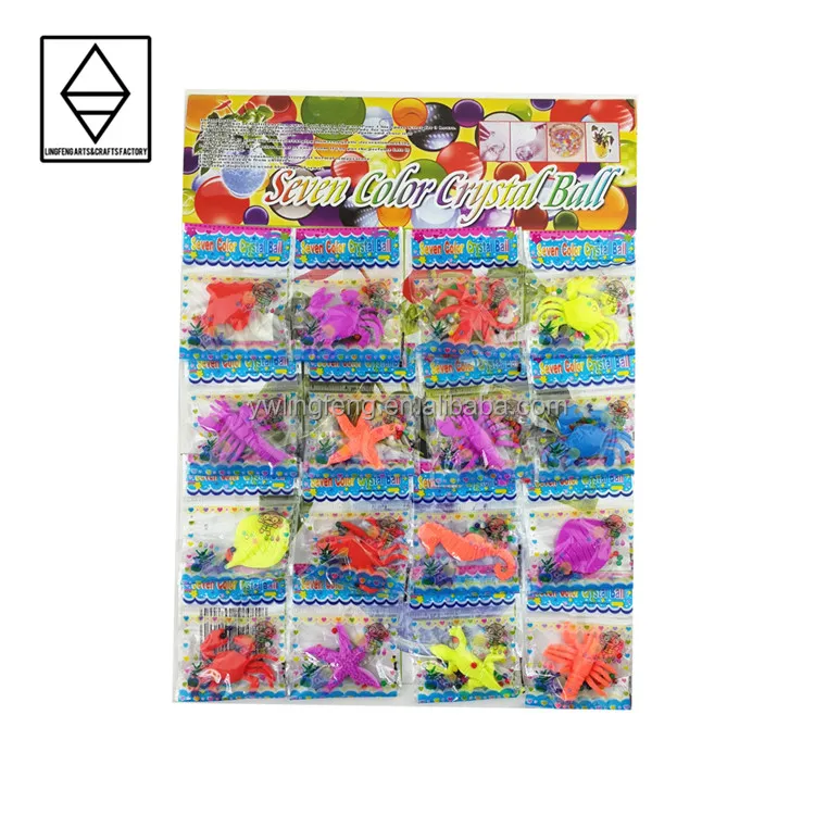 
LF-170-16 LINKFUN wholesale 16 pcs/card 3*5cm eva sea animals shape expend animal toy with crystal soil 