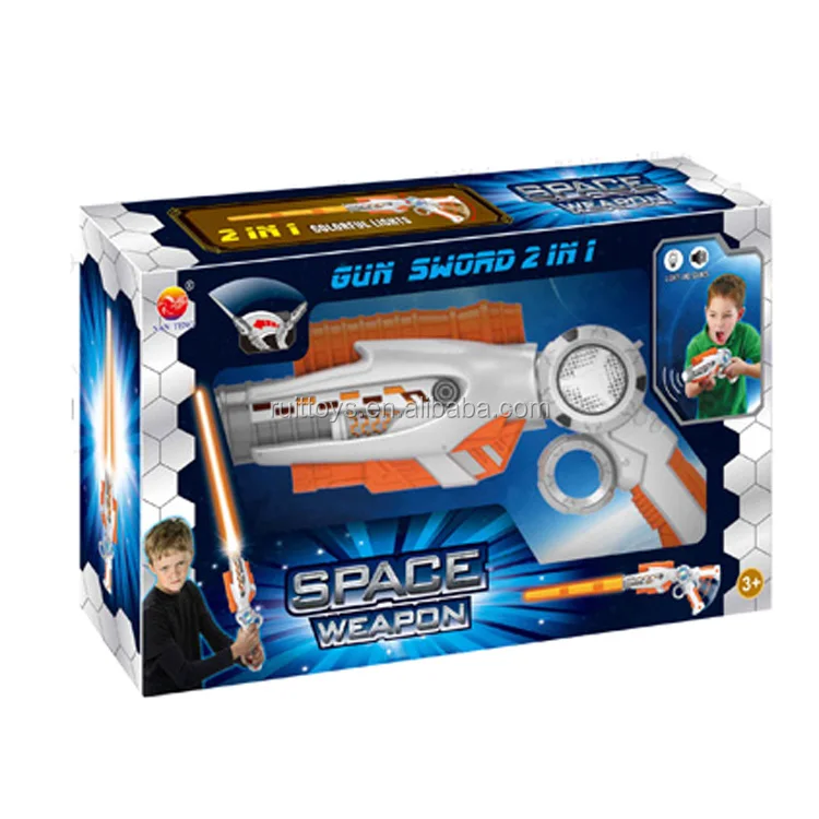 Amazing Kids Toys Space Weapon 2 In 1 Plastic Toys Sword and Gun with Colorful Lights