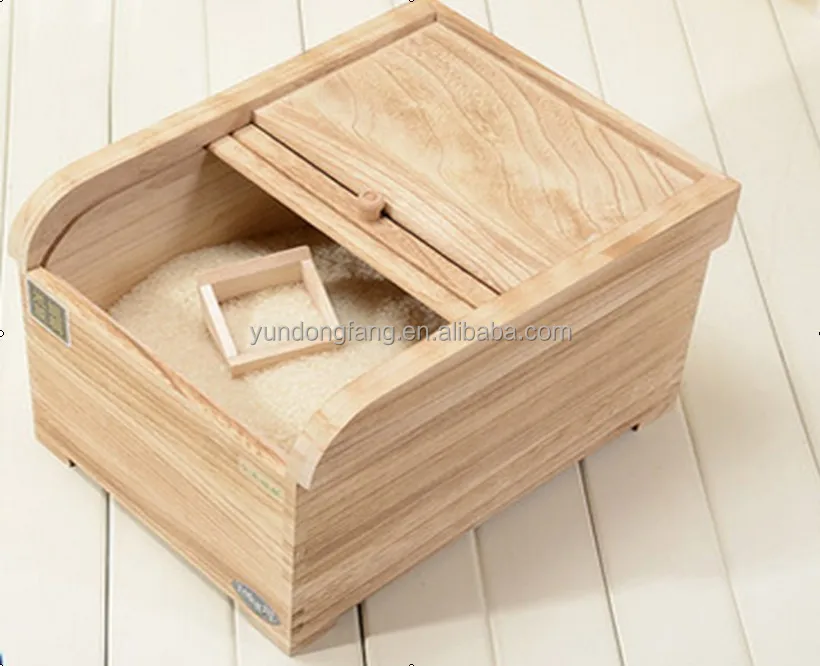 Kitchen Wood Insect Prevention Dampproof Rice ,Cereals Storage Box