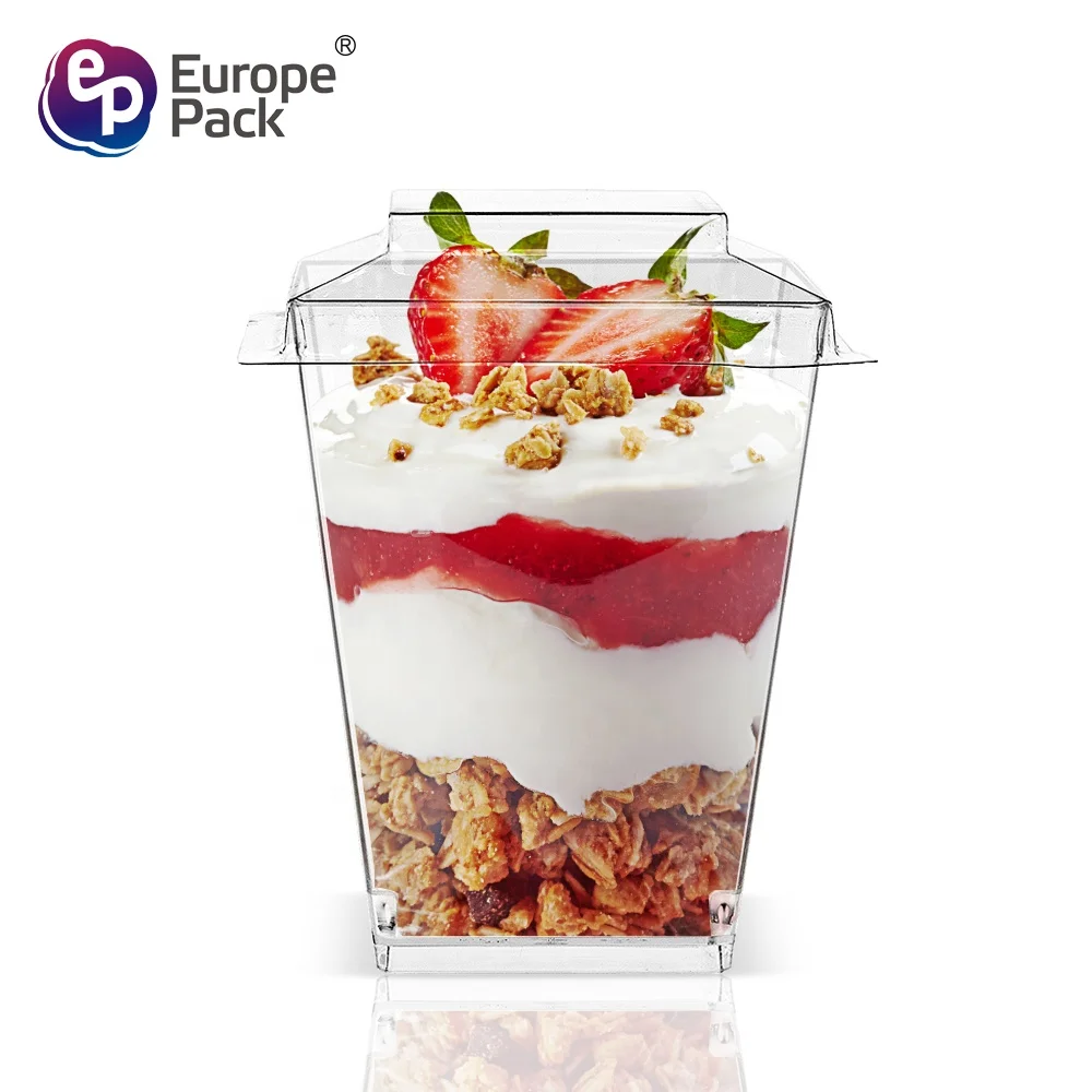 Europe-Pack 160ml factory direct disposable plastic tableware dessert plastic cups with PET lids