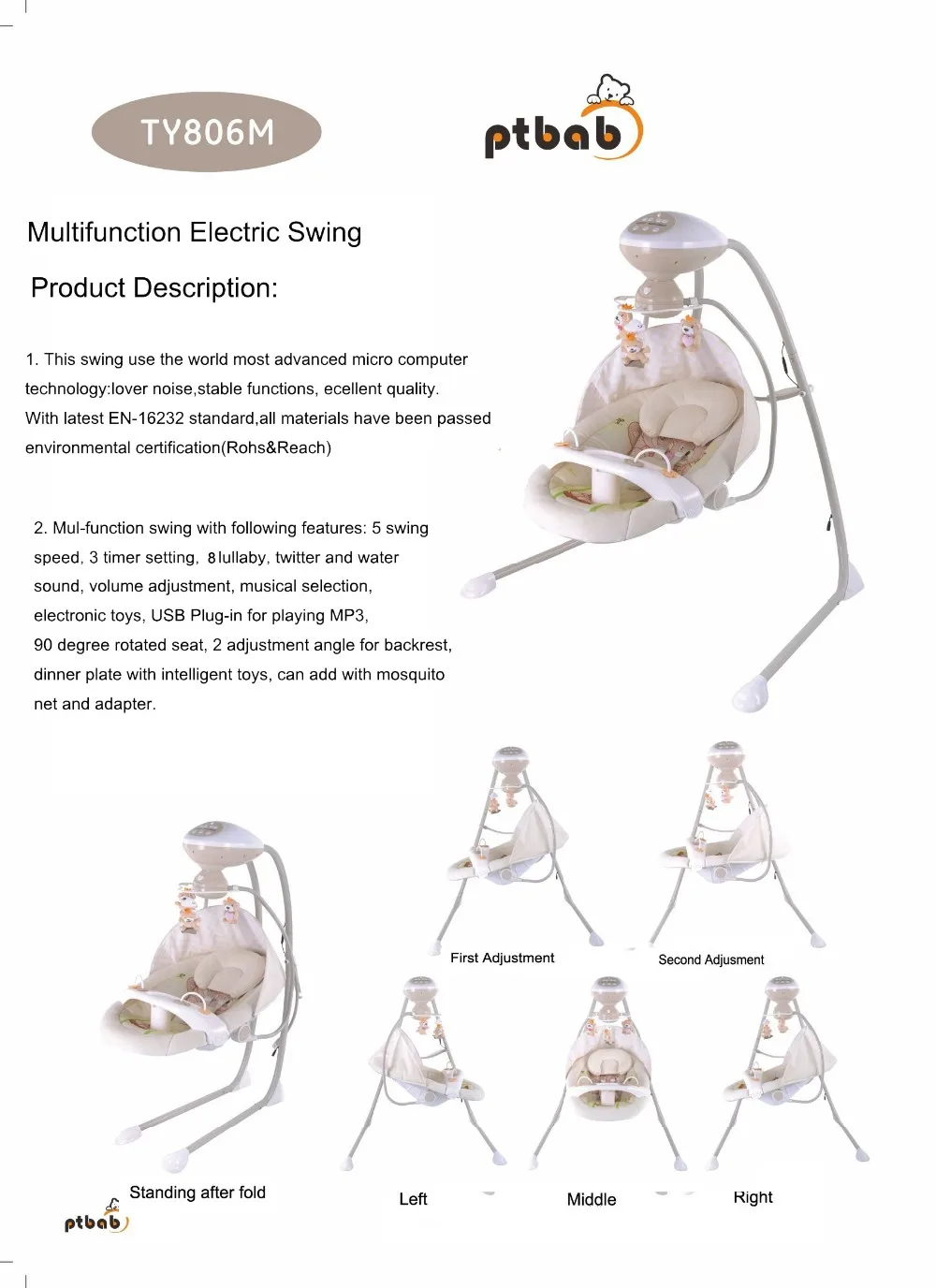 China manufacturer baby cradle swing with plastic shell seat