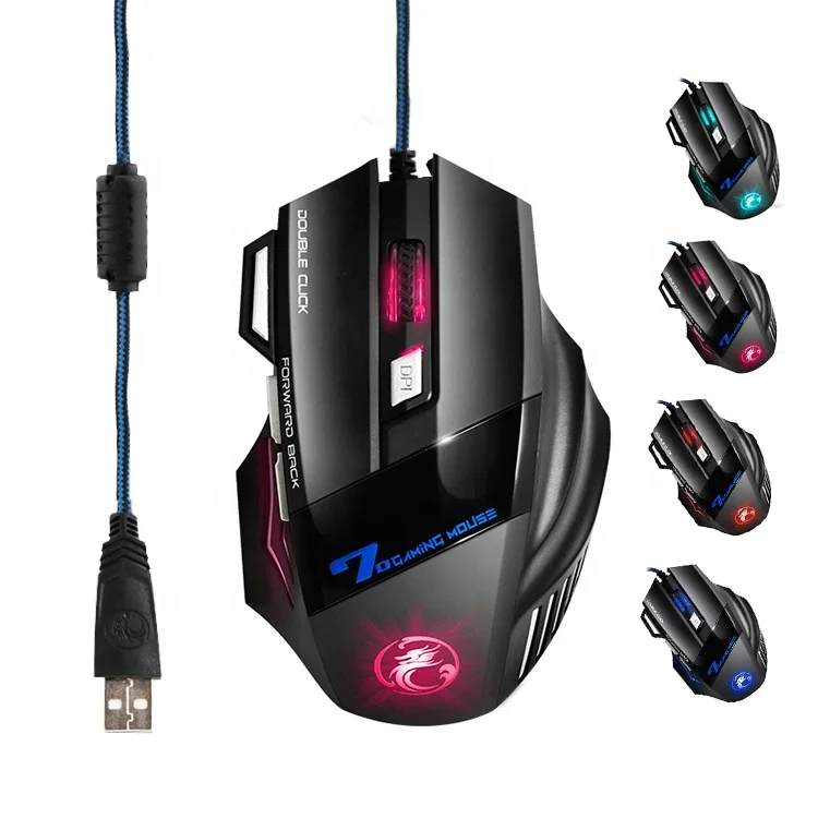 7 Buttons LED USB Wired Gaming Mouse Adjustable 2400DPI for Pro Gamer