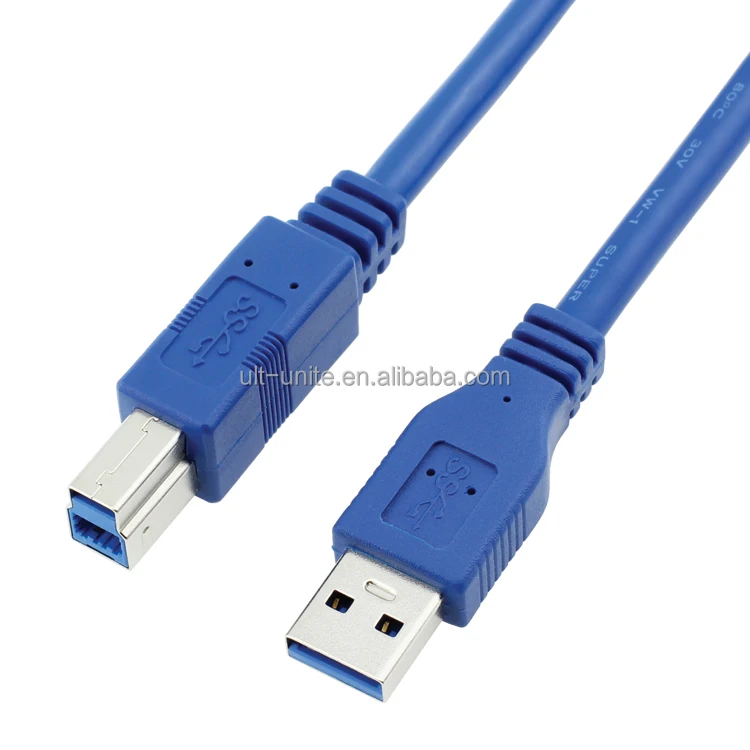USB3.0 Male to Type-B Male Cable Blue OD=6.0mm L=0.3m
