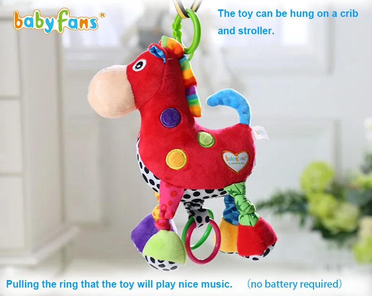 Babyfans baby musical toy of lovely animal horse soft plush baby toys