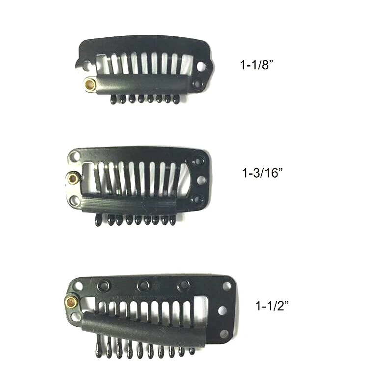 100 Pieces Black 10-Teeth Stainless Steel Comb Wig Snap Clips for Hair Extension