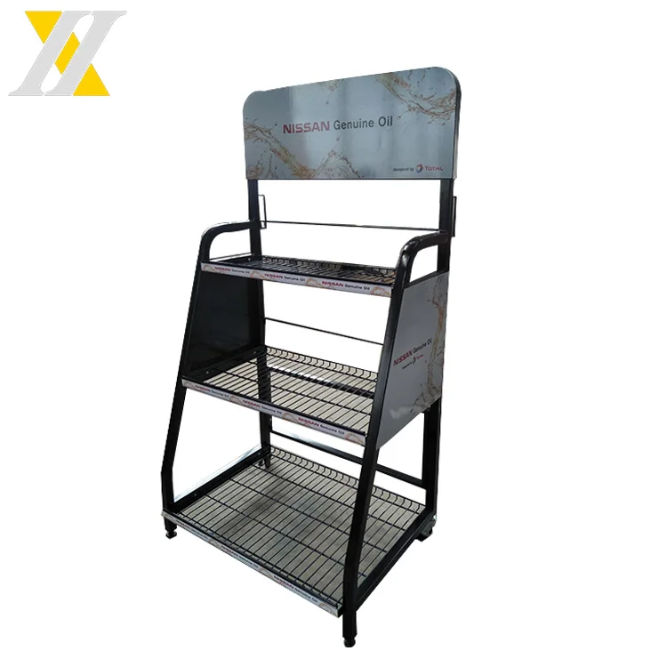 Customized Multi-storey Blue Metal Car Battery Display Rack Store Automotive Battery Display Rack Simple Bubble Wrap and Carton