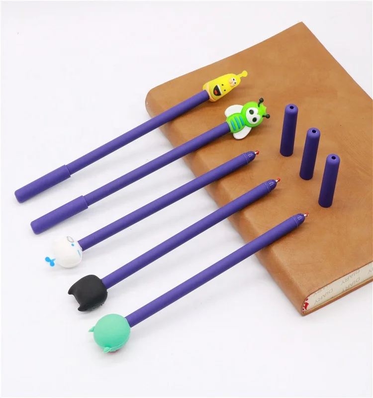 PVC set Korean cartoon 3d neutral student stationery rubber ball point pen