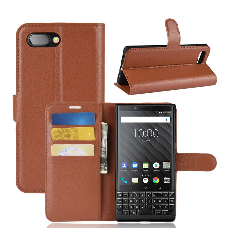 YEXIANG Leather With Credit Card Slot Mobile Phone Flip Cover Case For BlackBerry Key 2