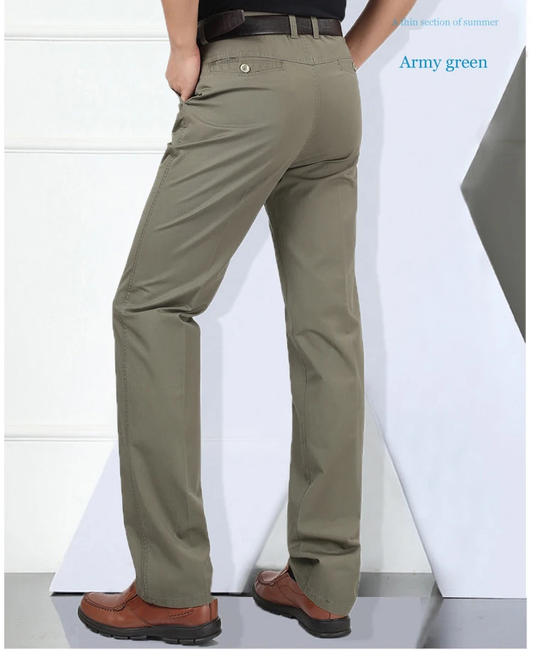 Мужские повседневные брюки цвета хаки прямые деловые брюки большого размера в наличии Бежевая Одежда для отца хлопковые брюки с высокой талией оптовая продажа дешево