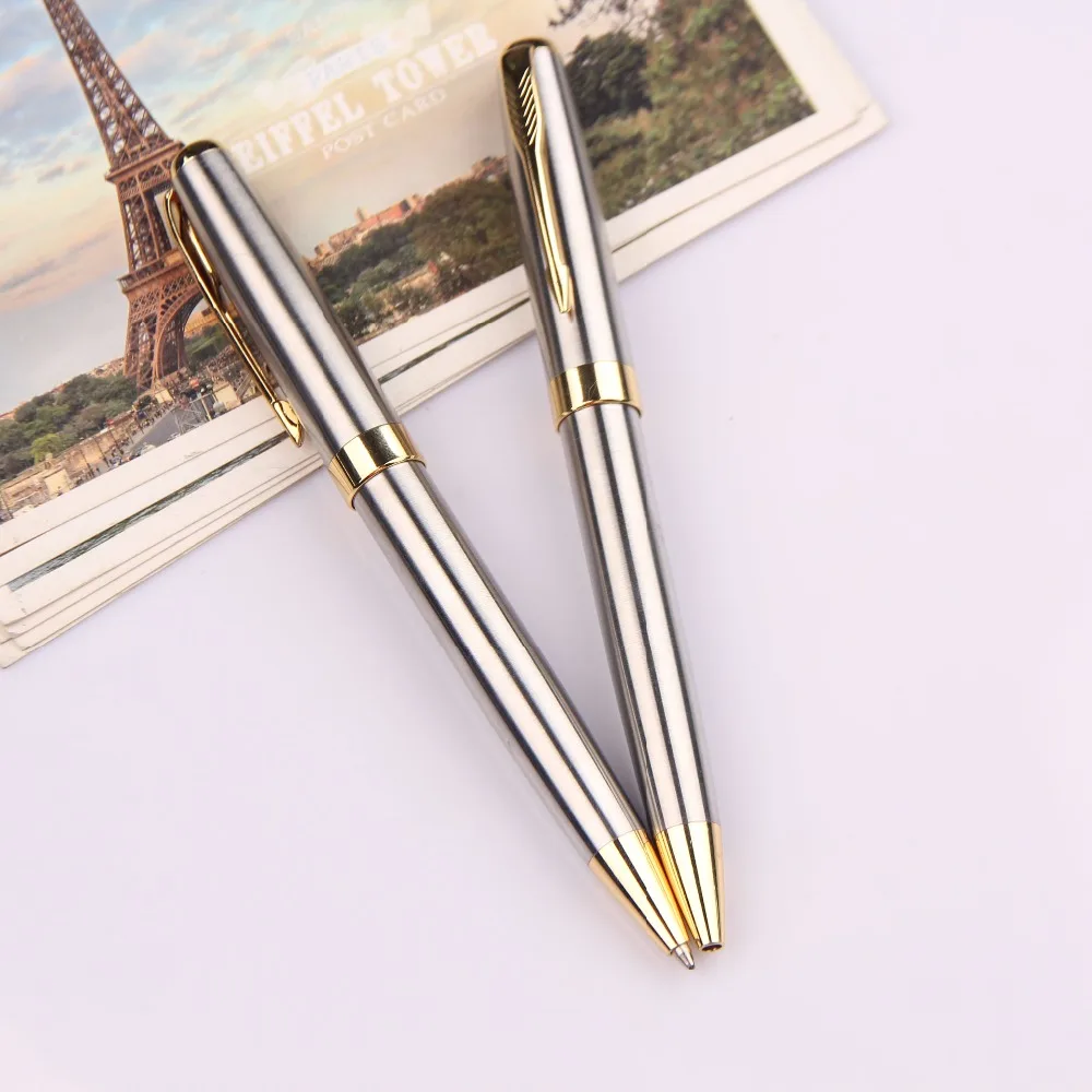 Business promotional silver  color metal  ballpoint pen metal gift pen with clip