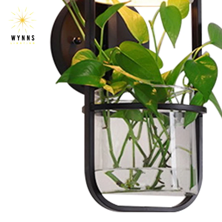Modern Nordic Design LED Wall Lamps Fancy Bedroom Bedside Sconces with Glass Shade and Plants Interior Lighting Bracket
